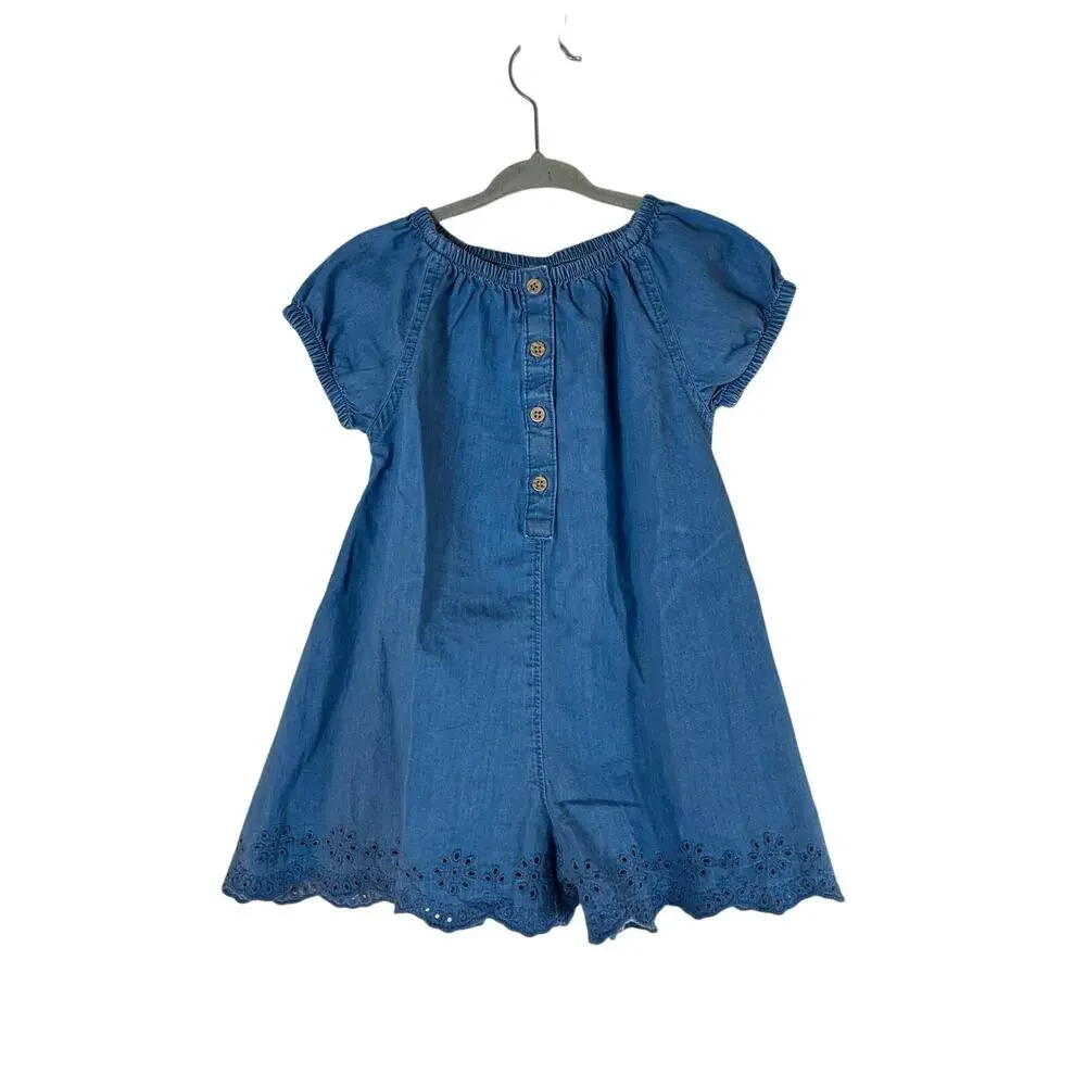 CARTER’S Girl’s Chambray Romper with Embroidered Hem / Size: 2T